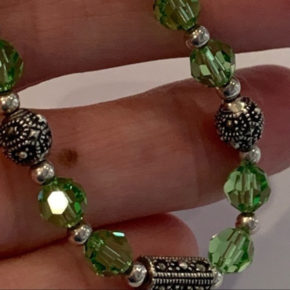 Sterling silver glass crystal faceted bead dainty - Picture 5 of 9